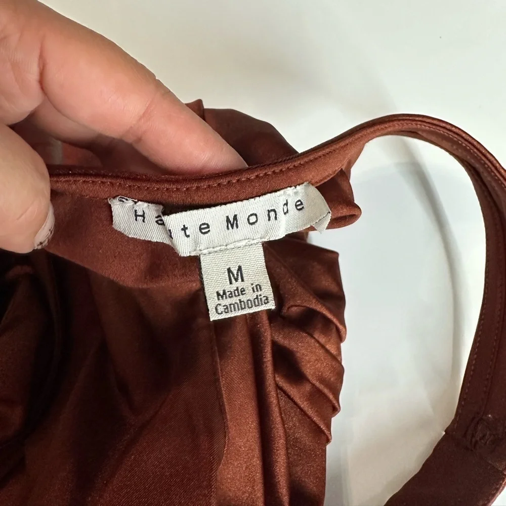 Haute Monde Sleeveless V-Cut Bodycon Dress in Brown Sz M